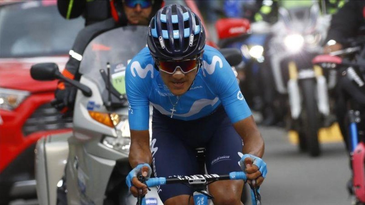 Richard Carapaz, en pleno esfuerzo.-AFP / LUK BENIES