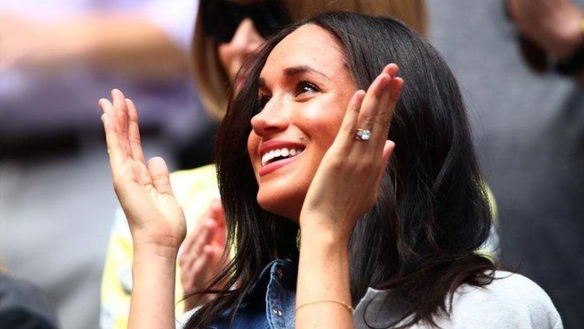 Meghan Markle anima a Serena Williams en la final del Us Open de Nueva York.-AFP