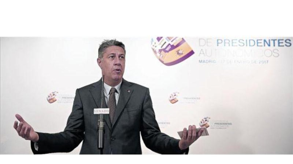 Xavier García Albiol, ayer, durante la rueda de prensa en el Senado como portavoz del PP.-JOSÉ LUIS ROCA
