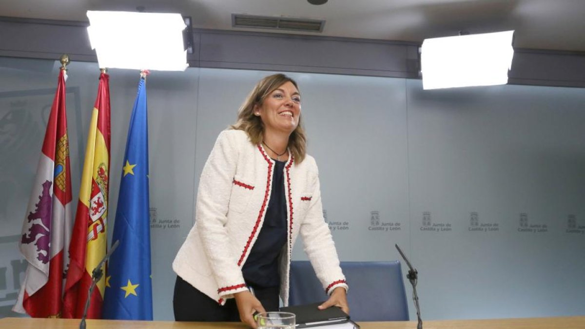 La consejera de Agricultura y Ganadería y portavoz de la Junta de Castilla y León, Milagros Marcos, comparece en la rueda de prensa posterior al Consejo de Gobierno-ICAL