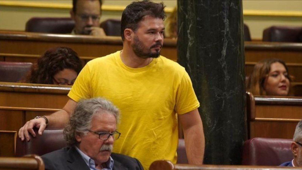 Gabriel Rufián, durante el pleno del Congreso.-JOSÉ LUIS ROCA