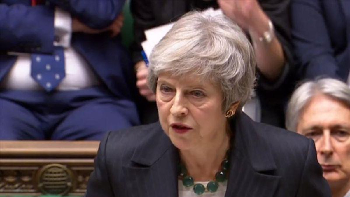 Theresa May, durante su comparecencia en el Parlamento.-AFP