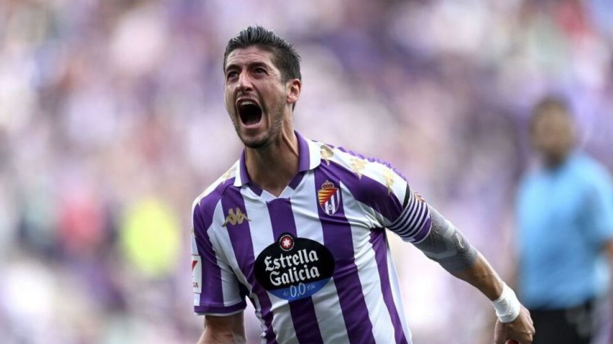 Escudero festeja el tanto ante el Mirandés. / LALIGA