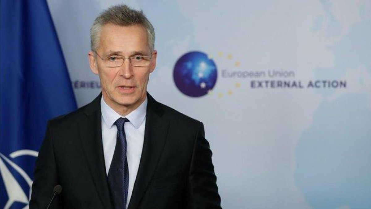 Jens Stoltenberg, secretario general de la OTAN, el pasado lunes, en Bruselas.-EFE / STEPHANIE LECOCQ