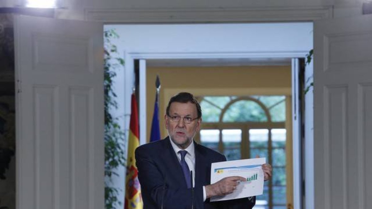 Rajoy hace balance de la evolución de la economía, este viernes en la Moncloa.-Foto: JUAN MANUEL PRATS
