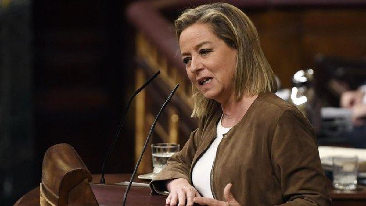 Ana Oramas, en el Congreso, tras anunciar su voto negativo a Pedro Sánchez-PIERRE-PHILIPPE MARCOU AFP