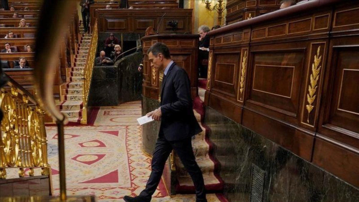 El presidente del Gobierno, Pedro Sánchez, en uno de los últimos plenos del pasado año-JOSE LUIS ROCA