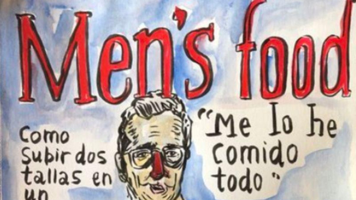 Caricatura de Buenafuente parodiando la portada de Mens Health de Manel Fuentes.-TWITTER