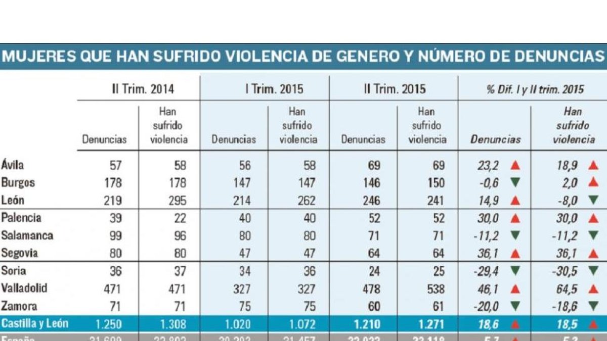 Mujeres que han sufrido violencia de género y número de denuncias.-El Mundo de Castilla y León