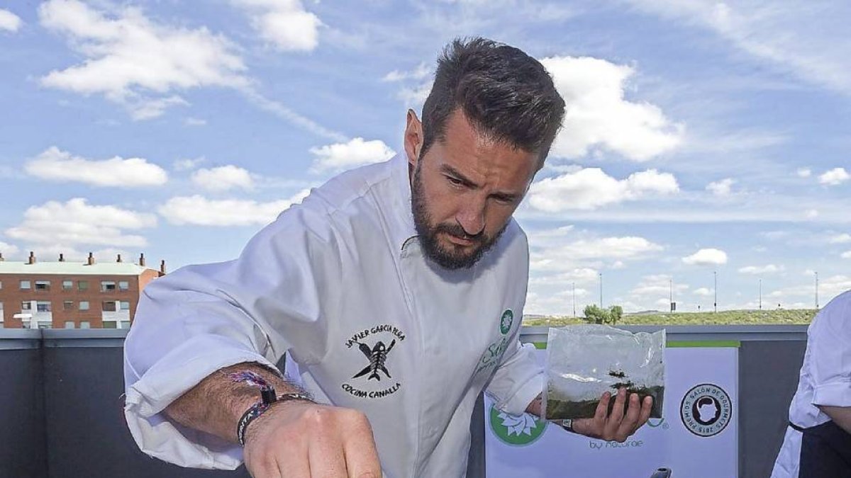 El cocinero Peña preparando unas tapas con los productos-Pablo Requejo