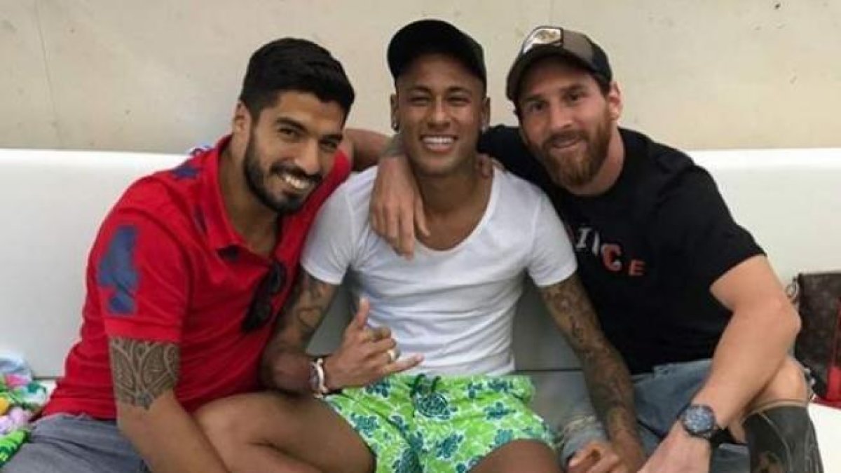 Suárez, Neymar y Messi, en una pasada celebración.-INSTAGRAM