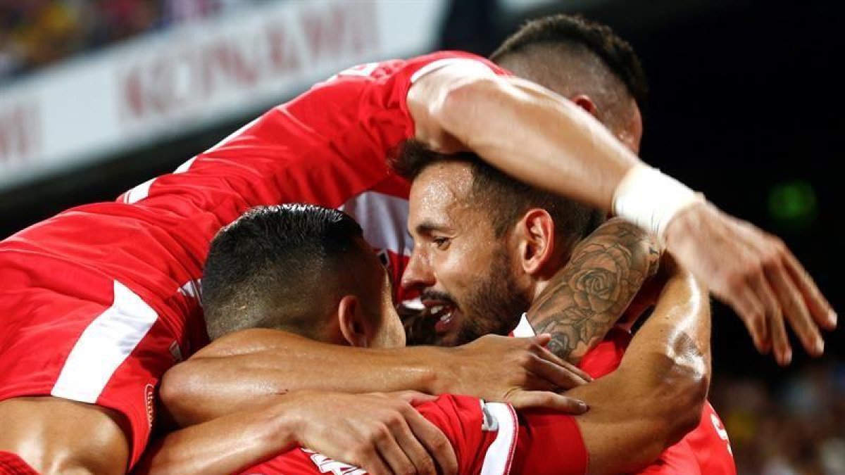El Girona celebra el 1-2 de Stuani-EFE