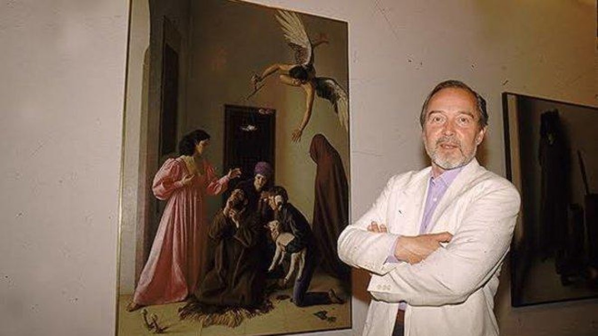 Claudio Bravo Camus, junto a su obra ’Tentación de san Antonio’.-AGENCIAS