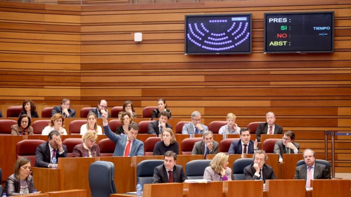 Votación del Grupo Popular durante la celebración del Pleno de las Cortes de Castilla y León-ICAL