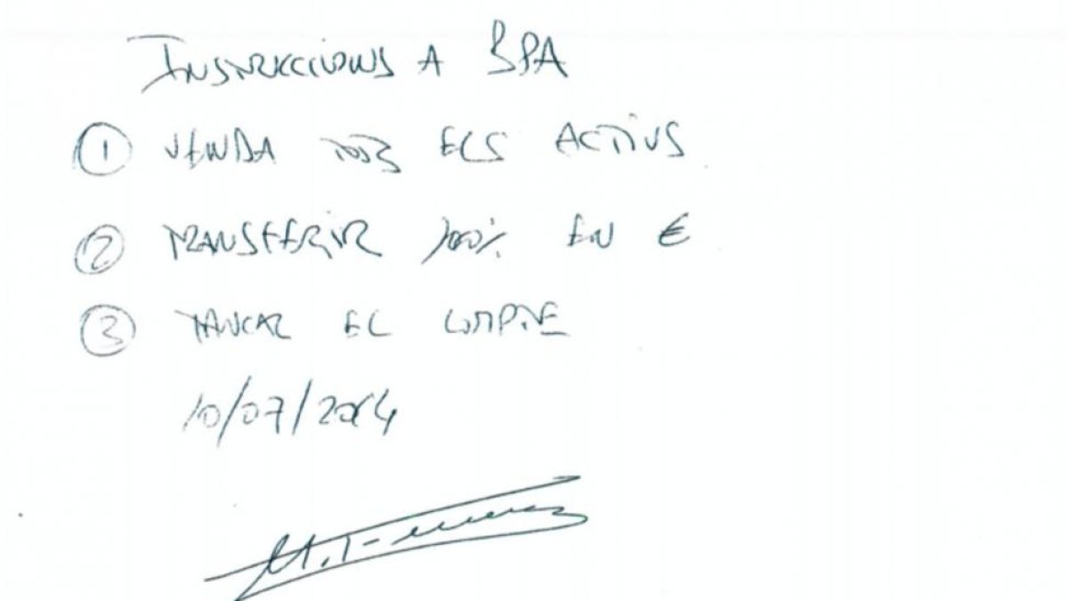 Manuscrito de Marta Ferrusola con 