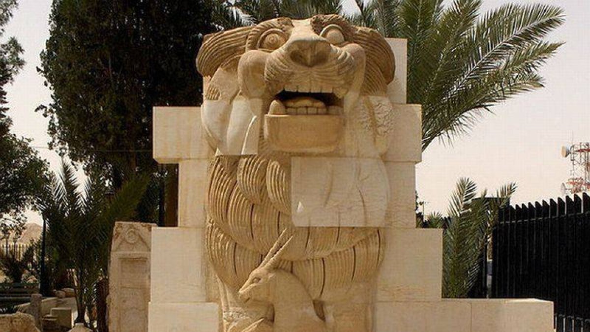 La estatua del león, del siglo I a.C., que el Estado Islámico ha destruido en Palmira (Siria).-Foto: MAPPO / WIKIPEDIA