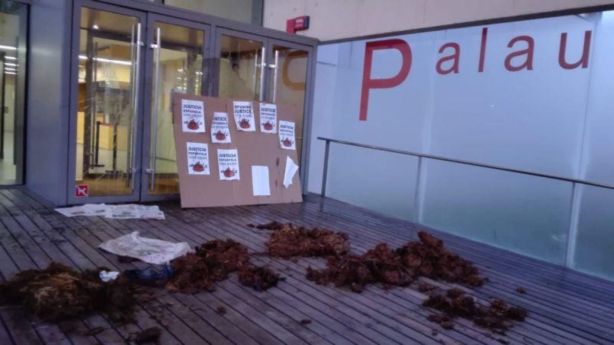 Excrementos frente al Palacio de Justicia de Girona.-EL PERIÓDICO