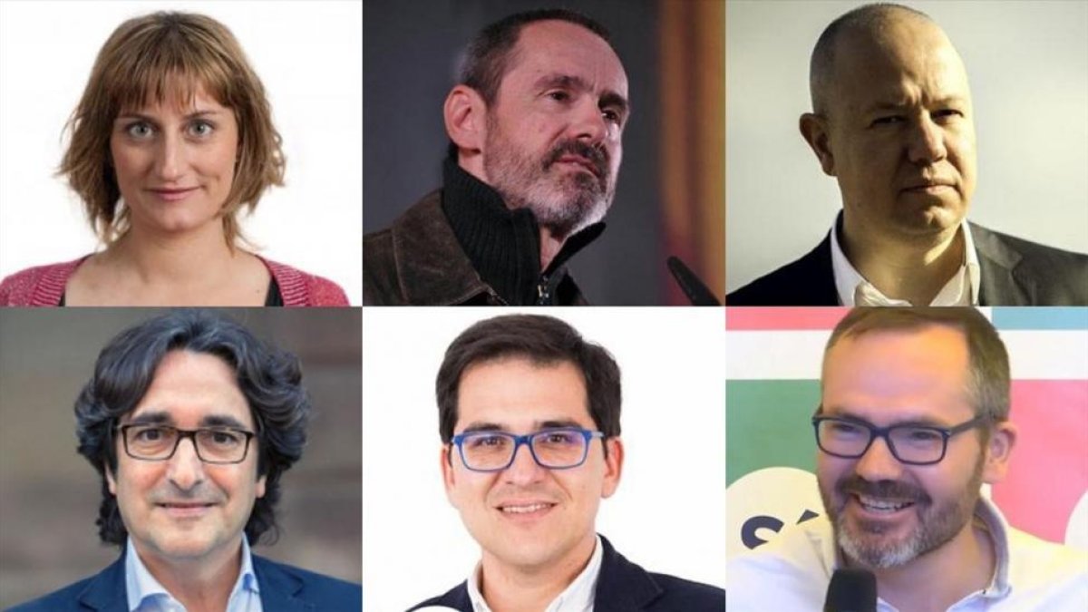 Los nuevos miembros de la Mesa del Parlament: Alba Vergés (arriba a la izquierda), Eusebi Campdepadrós, Joan García, David Pérez, José María Espejo-Saavedra y Josep Costa (abajo a la derecha).-/ EL PERIÓDICO