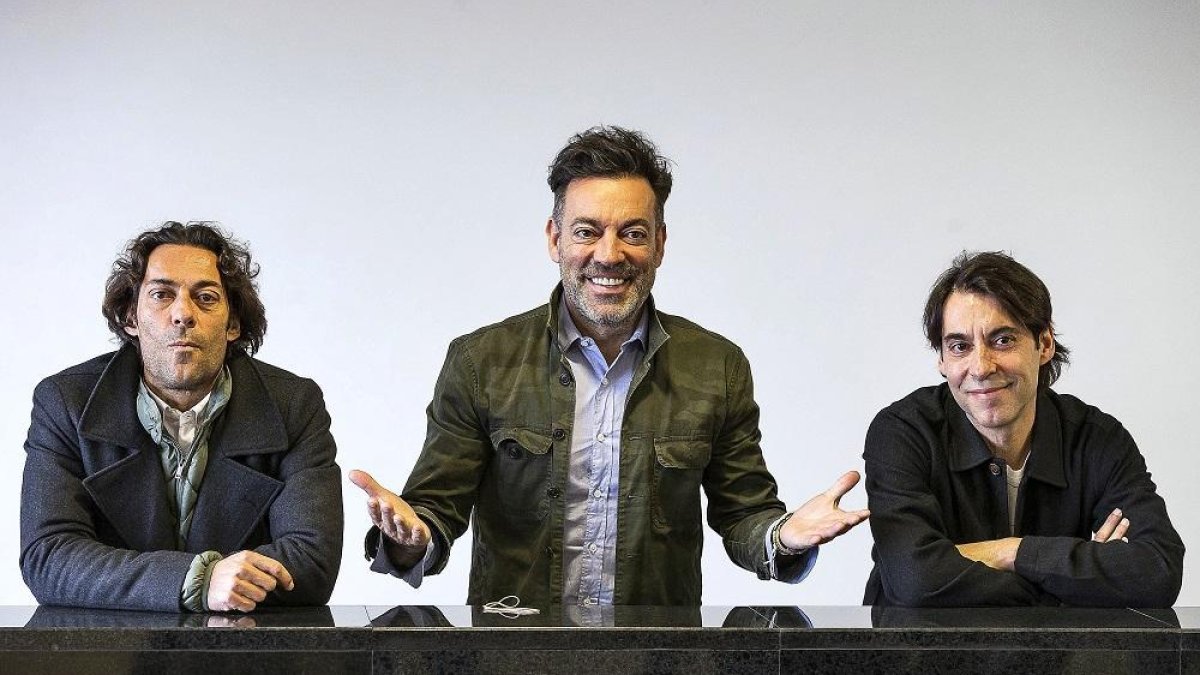 Raúl, Manuel y Óscar Quijano, ayer, durante la presentación del concierto que ofrecerán en el Delibes.-ICAL.