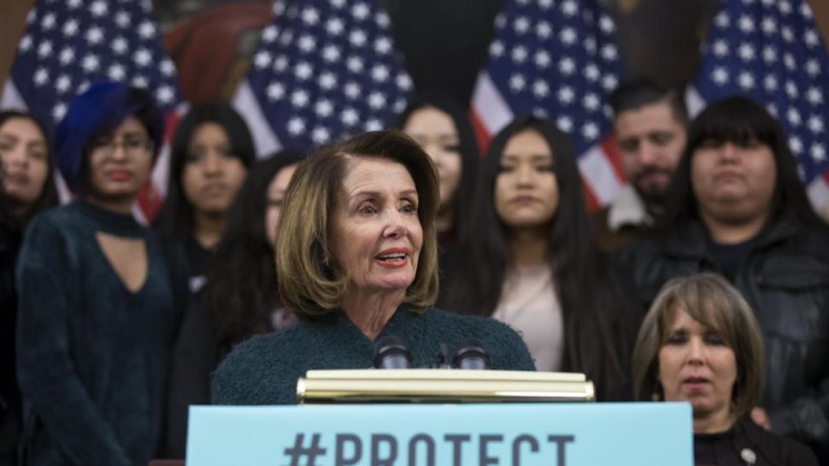 La representante de California Nancy Pelosi , una conferencia de prensa instando a la accion del Congreso a favor de los Dreamers, el pasado jueves-SHAWN THEW (EFE)