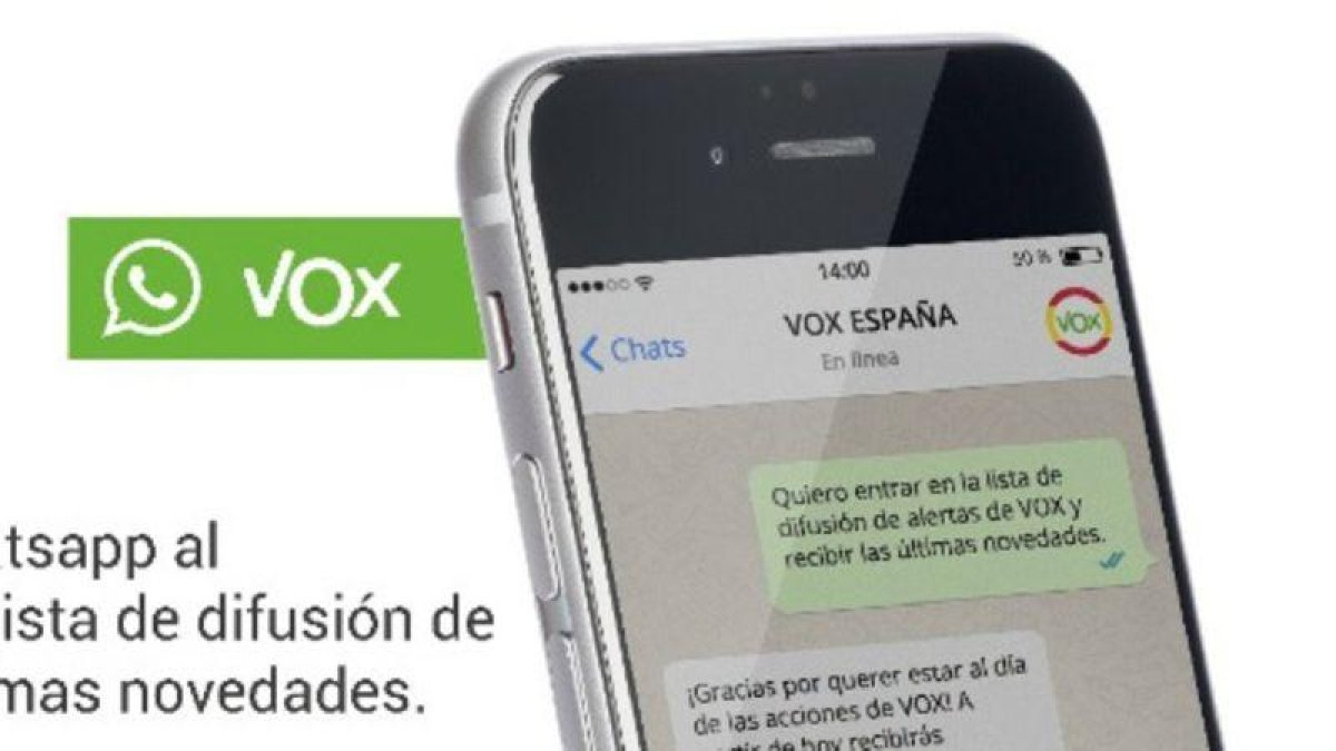 Una imagen promocional de la lista de difusión de Vox.-