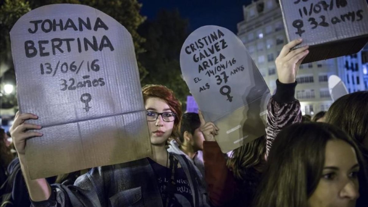 Manifestación en valencia contra la violencia machista, el 25 de noviembre del 2016.-