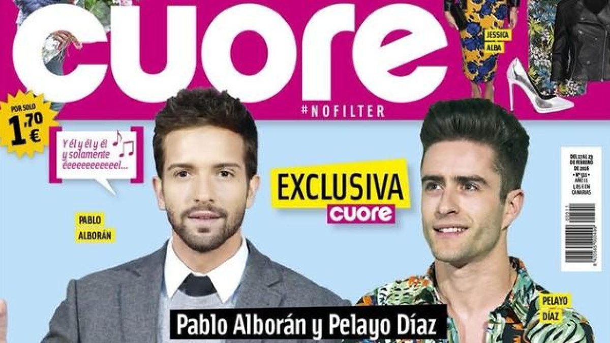 La amistad de Pablo Alborán y Pelayo Díaz, portada de la revista 'Cuore'.-
