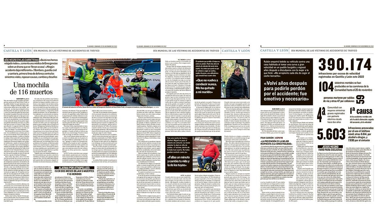 Reportaje sobre seguridad vial publicado en noviembre de 2022 en El Mundo de Castilla y León.