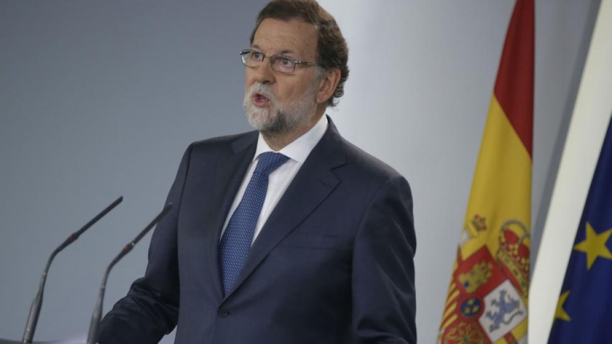 El presidente del Gobierno, Mariano Rajoy, en su comparecencia tras el Consejo de Ministros extraordinario-JOSÉ LUIS ROCA