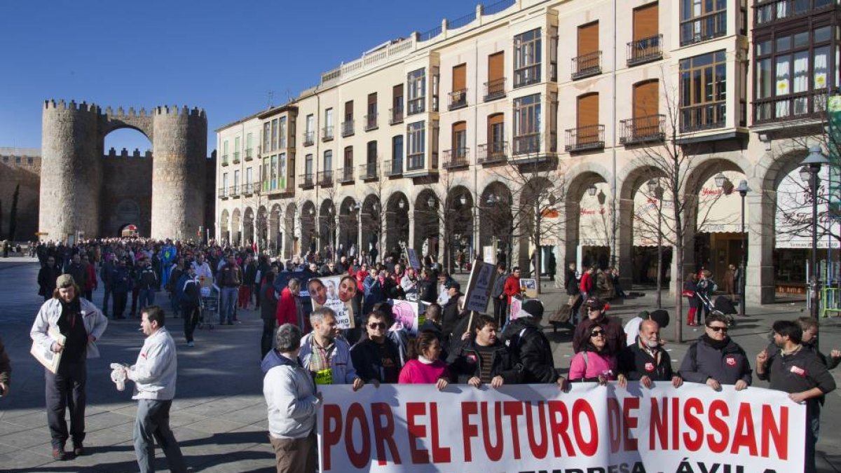 La plantilla de Nissan en Ávila durante la jornada de huelga-Ical