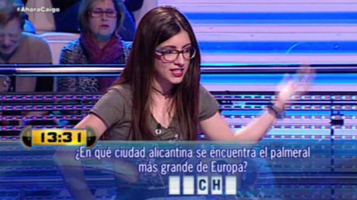Momento en que Valeria no supo responder a la pregunta del programa 'Ahora caigo' (Antena 3).-TWITTER / ANTENA 3