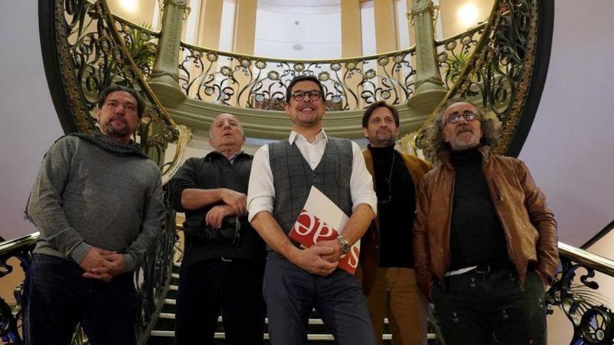 José Ángel Hevia, en el centro, con otros directivos de la SGAE, este miércoles.-JOSÉ LUIS ROCA