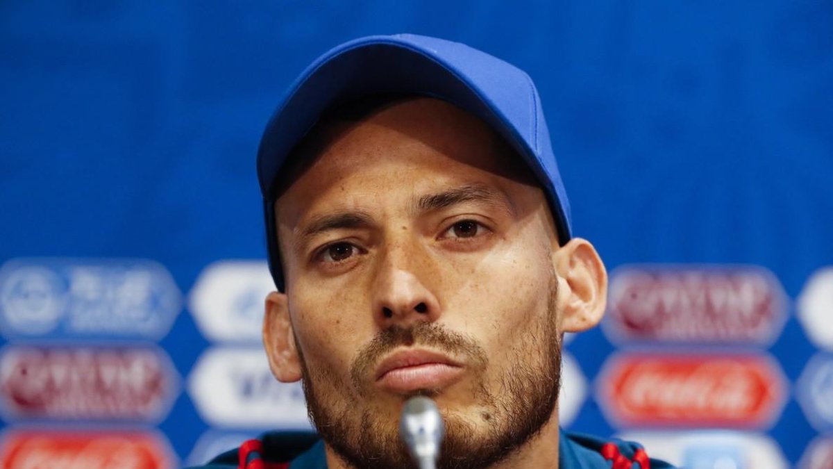 David Silva durante una rueda de prensa en el último Mundial.-JAVIER ETXEZARRETA (EFE)