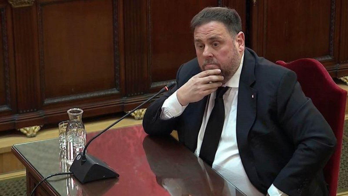 Junqueras durante la comparecencia en el Tribunal Supremo.-EL PERIÓDICO