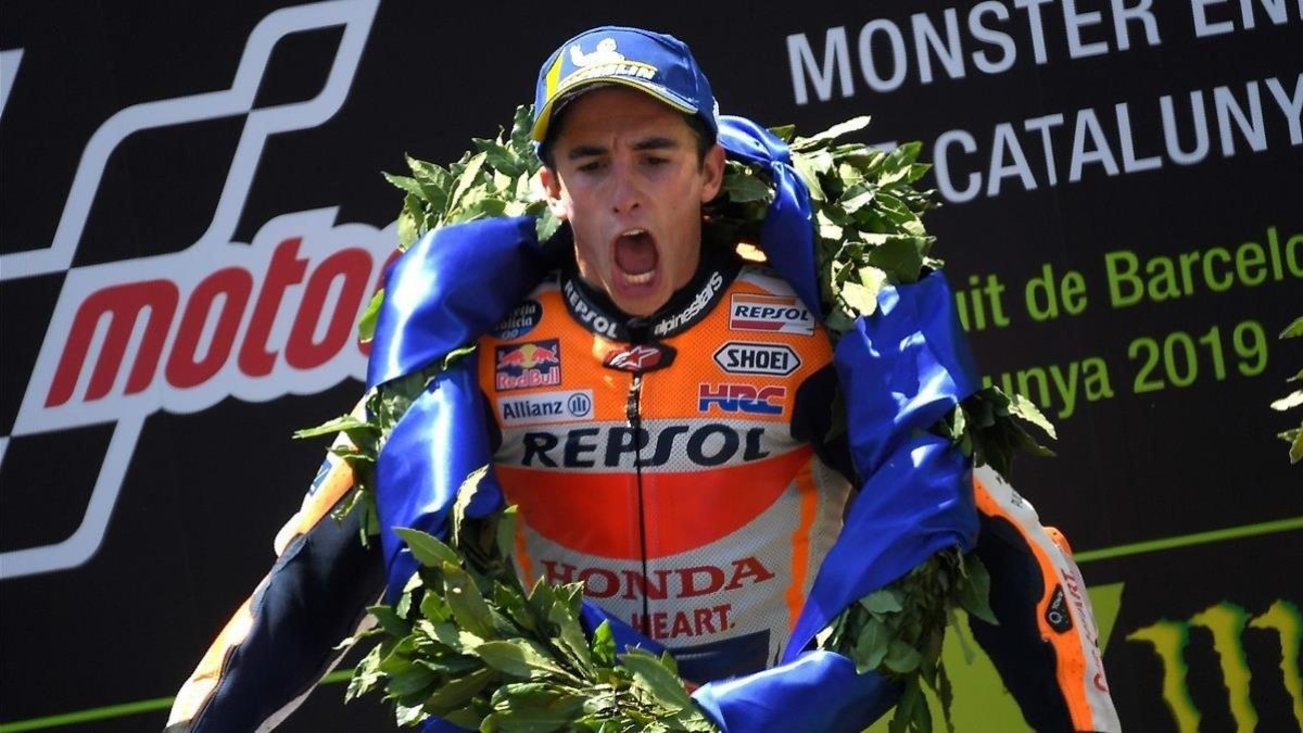 Marc Márquez (Repsol Honda) gana con autoridad el GP de Catalunya y suma la cuarta victoria de la temporada.-AFP