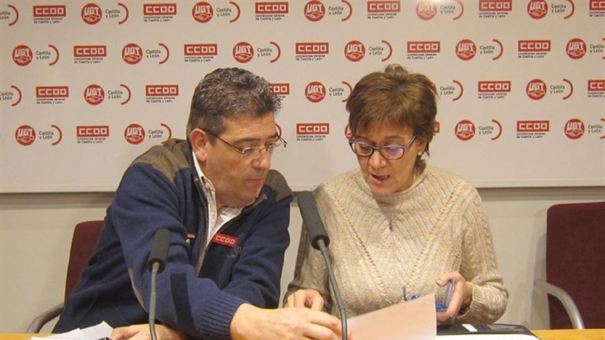 Benito Gómez y Rosa González, responsables de CCOO y UGT.-EUROPA PRESS