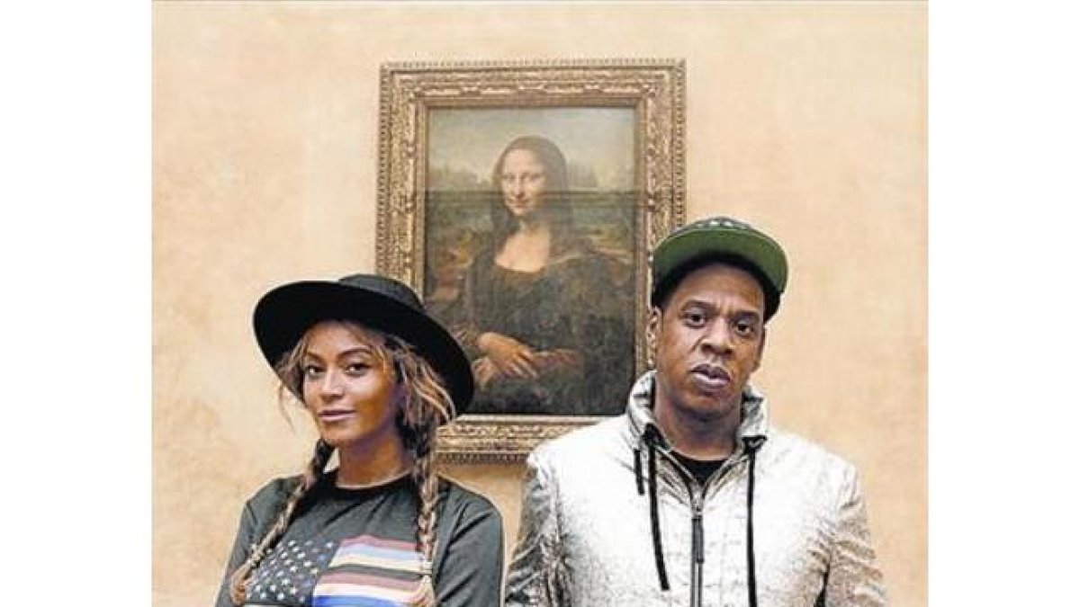 Beyoncé y Jay-Z, frente a La Gioconda.-