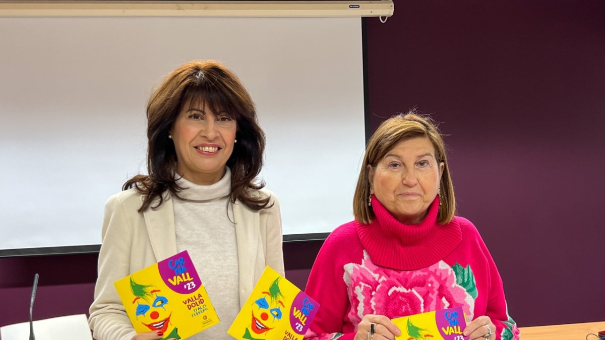 La concejala de Cultura y Turismo, Ana Redondo, y la concejala de Educación, Infancia, Juventud e Igualdad, María Victoria Soto, presentan la programación de Carnaval de Valladolid. E.M.