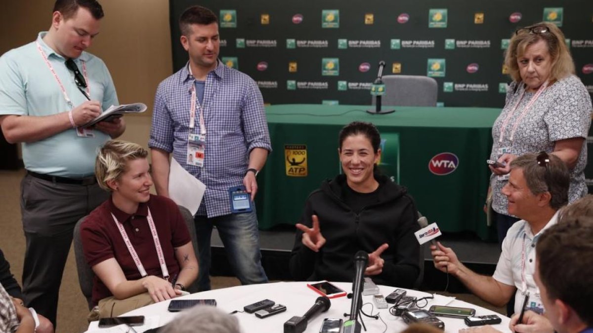 Garbiñe Muguruza, en su presentación ante la prensa en Indian Wells.-EFE