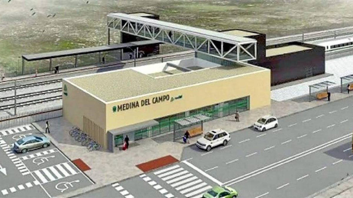 Recreación de la nueva estación de Alta Velocidad de Medina del Campo según se muestra en el proyecto de Adif.-El Mundo