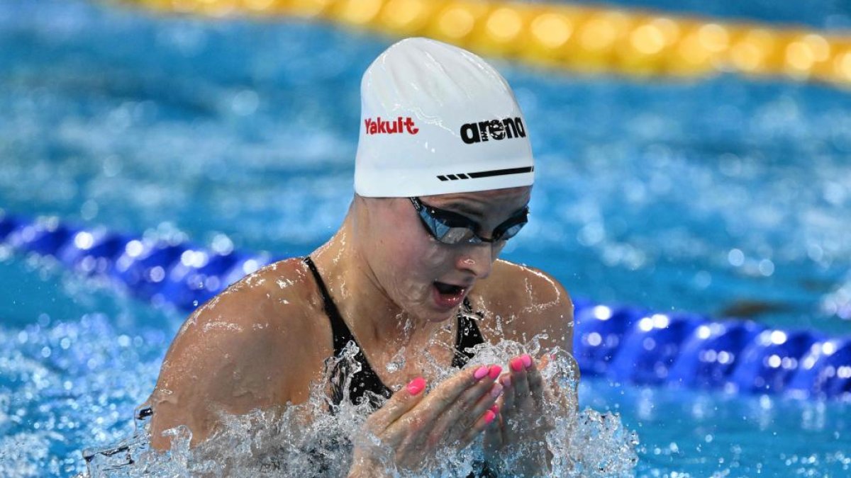 Nayara Pineda, durante la semifinal de 200 metros braza. / Afp