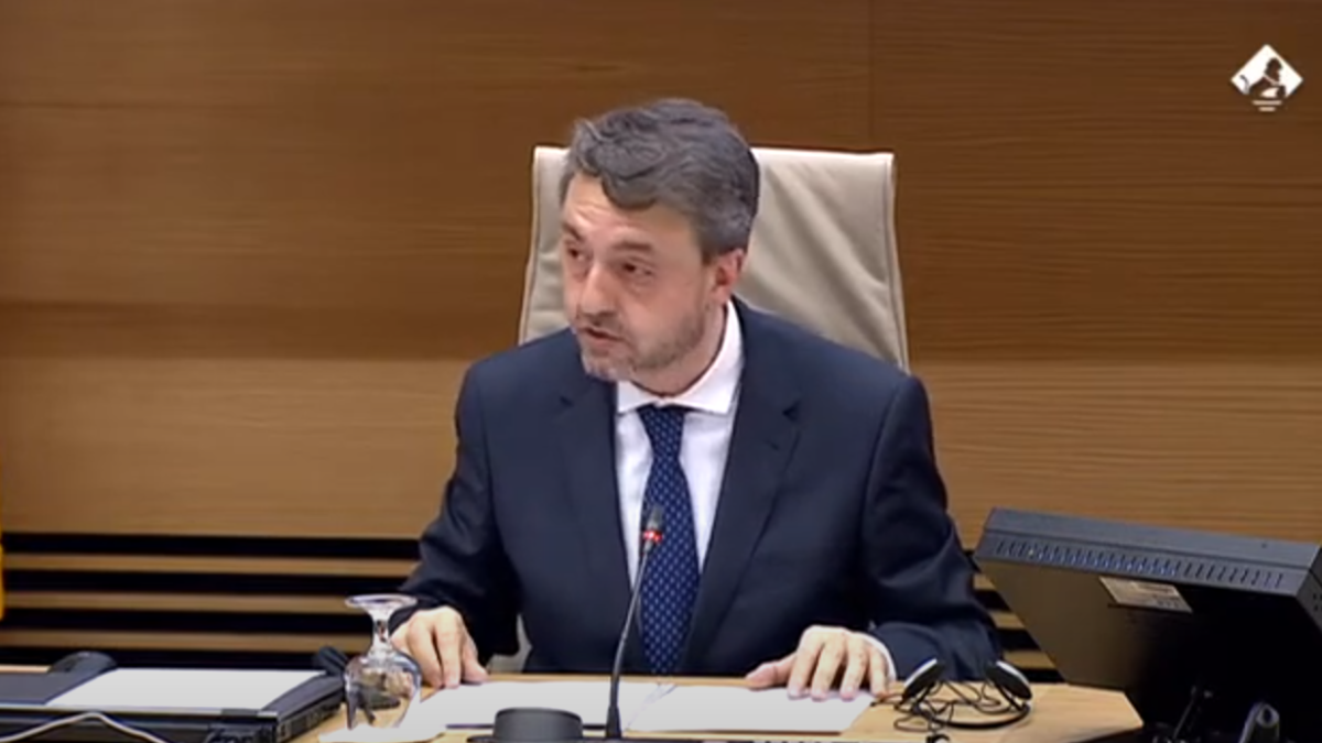 Óscar Sánchez en una comparecencia en el Congreso de los Diputados. E.M.