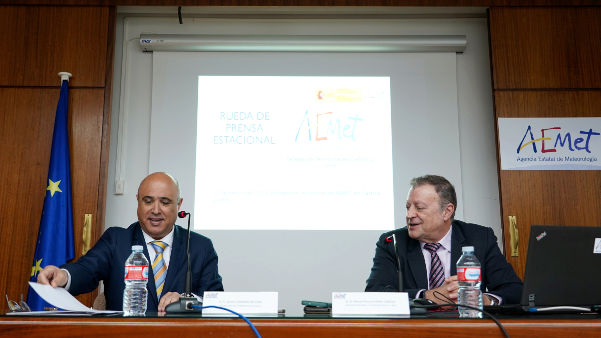 Jacinto Canales y Manuel Mora, en la presentación de la previsión meteorológica.-ICAL