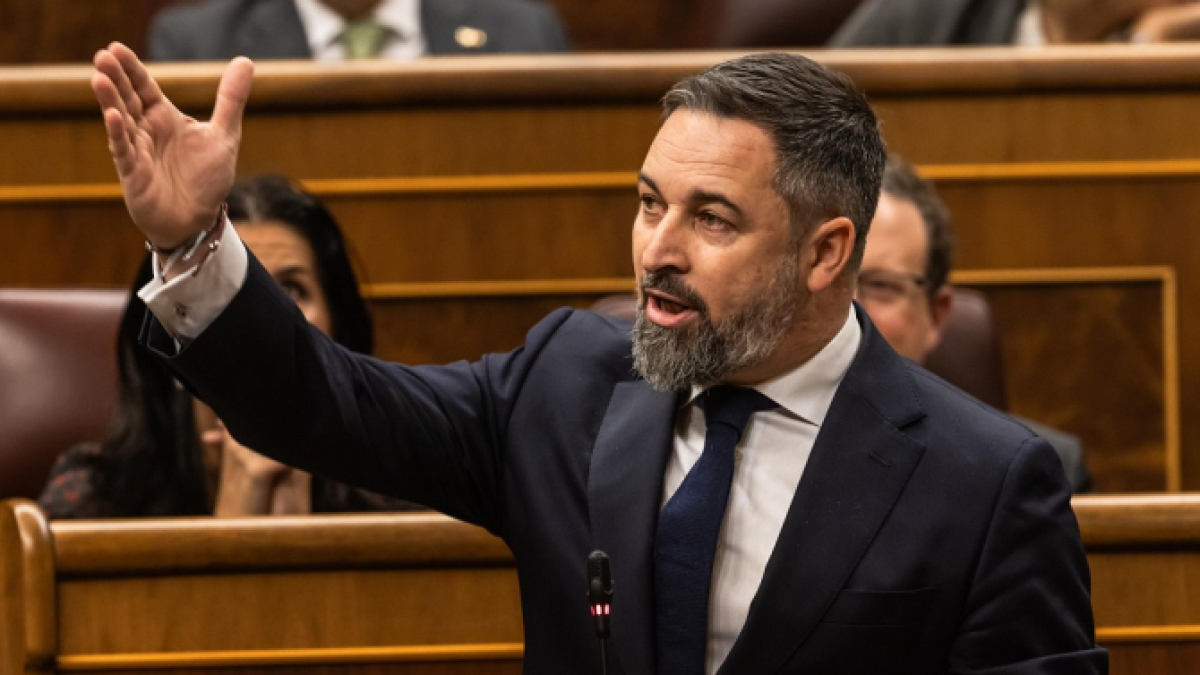 El presidente de VOX, Santiago Abascal, esta semana en el Congreso de los Diputados.