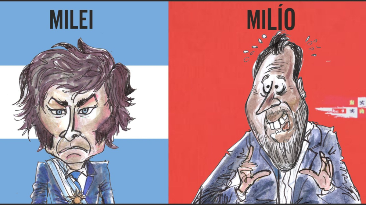 Caricatura de Milei y Puente.