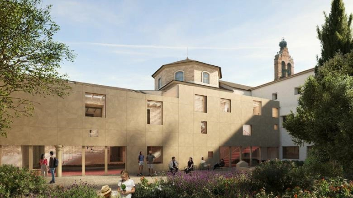 Recreación del edificio restaurado como centro del vino, diseño del estudio Primitivo González. 