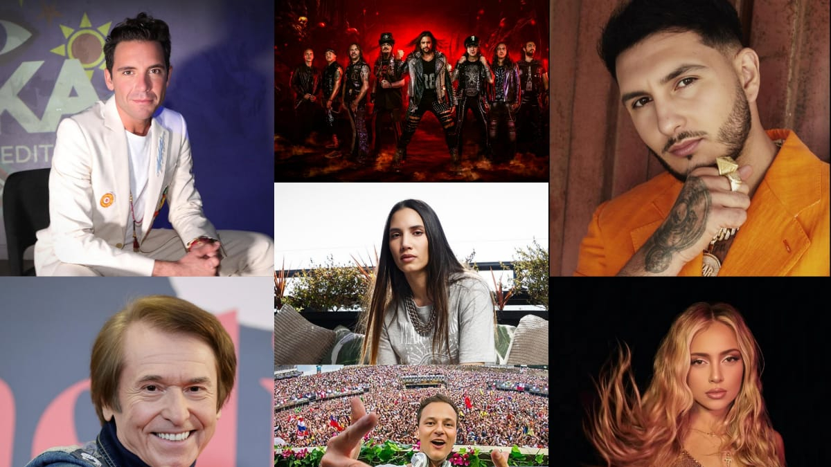 Algunos de los artistas que pasarán por la Plaza Mayor en las Fiestas de la Virgen de San Lorenzo.