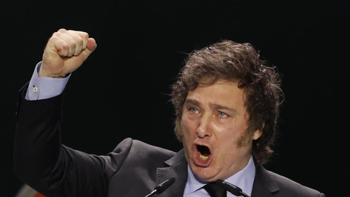 Javier Milei, en una imagen de archivo durante el acto de VOX.