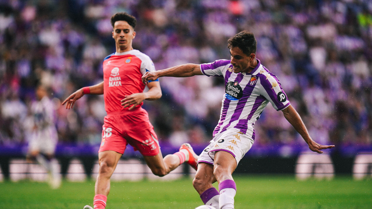 Rosa y Aguado en el Real Valladolid-Espanyol de la última temporada.