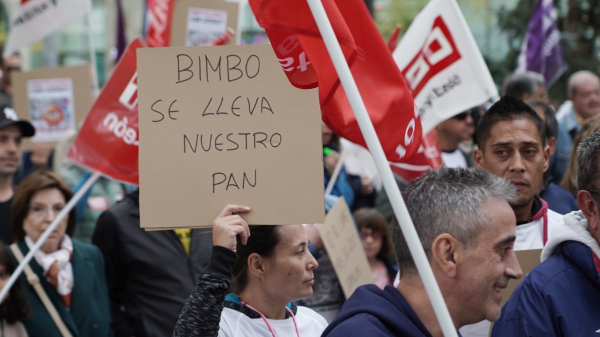 Manifestación en defensa de la actividad en la planta de Bimbo de Valladolid. Imagen de archivo.